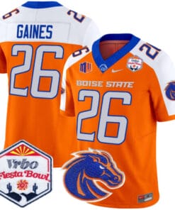 Sire Gaines Jersey #26 Boise State Broncos 2025 Fiesta Bowl Patch Vapor Stitched Football 10 Orange 7