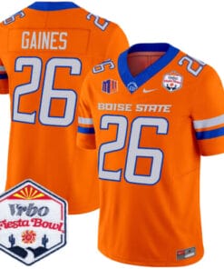 Sire Gaines Jersey #26 Boise State Broncos 2025 Fiesta Bowl Patch Vapor Stitched Football 11 Orange Alternate 7