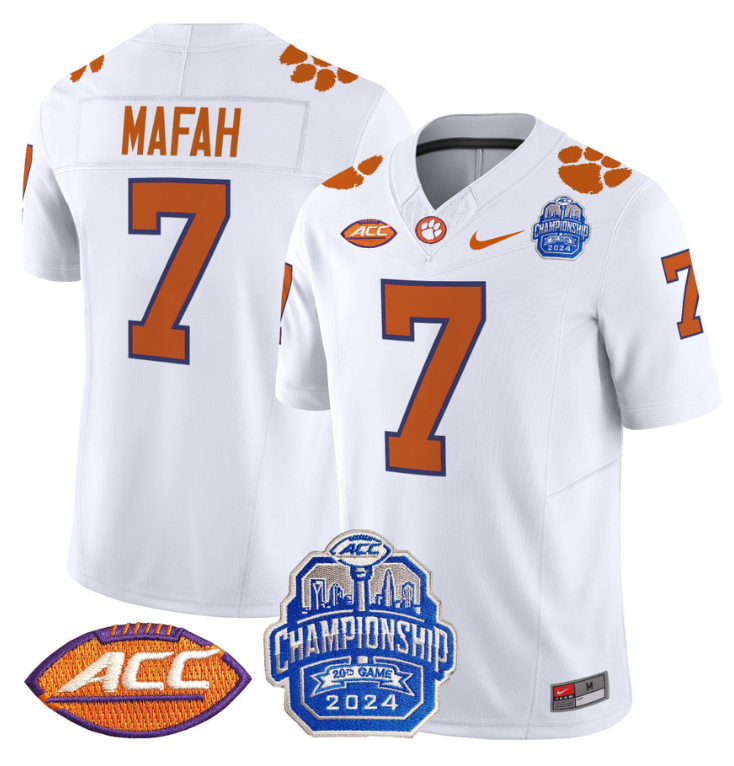 Phil Mafah Jersey #7 Clemson Tigers 2024 ACC Championship Patch Stitched Football 2 Phil Mafah Jersey #7 Clemson Tigers 2024 ACC Championship Patch Stitched Football - Image 2