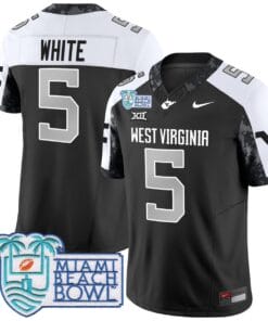 Pat White Jersey #5 West Virginia Mountaineers 2025 Miami Beach Bowl All Stitched Football