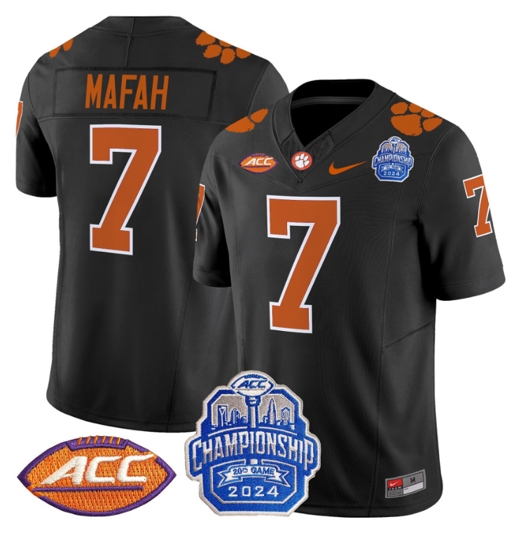 Phil Mafah Jersey #7 Clemson Tigers 2024 ACC Championship Patch Stitched Football 5 Phil Mafah Jersey #7 Clemson Tigers 2024 ACC Championship Patch Stitched Football - Image 5
