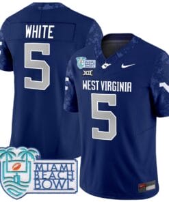 Alternative view of Pat White Jersey #5 West Virginia Mountaineers 2025 Miami Beach Bowl All Stitched Football