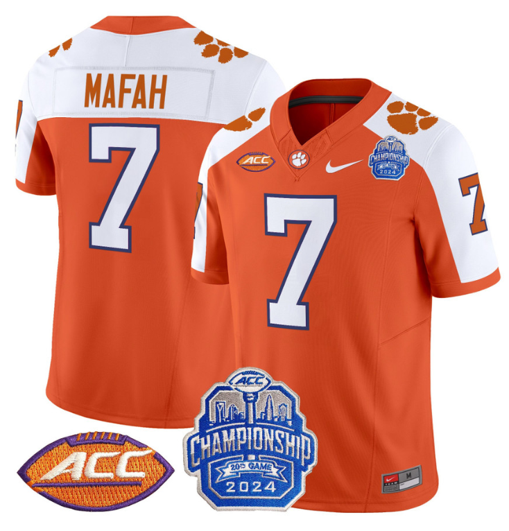 Phil Mafah Jersey #7 Clemson Tigers 2024 ACC Championship Patch Stitched Football 4 Phil Mafah Jersey #7 Clemson Tigers 2024 ACC Championship Patch Stitched Football - Image 4