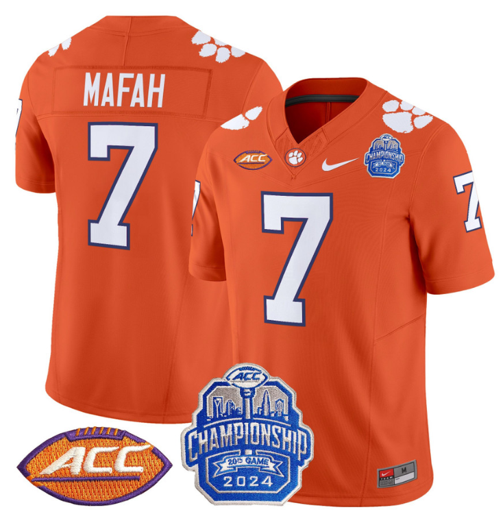 Phil Mafah Jersey #7 Clemson Tigers 2024 ACC Championship Patch Stitched Football 3 Phil Mafah Jersey #7 Clemson Tigers 2024 ACC Championship Patch Stitched Football - Image 3