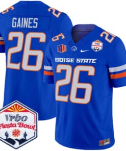 Sire Gaines Jersey #26 Boise State Broncos 2025 Fiesta Bowl Patch Vapor Stitched Football 9 Royal Alternate 7