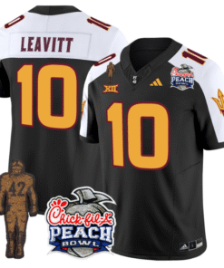Alternative view of Sam Leavitt Jersey #10 Arizona State Peach Bowl Patch All Stitched Football