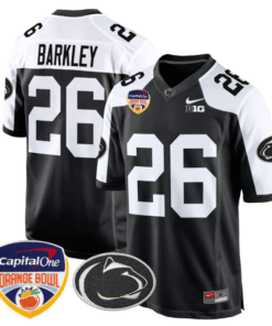 Saquon Barkley Jersey #26 Custom Penn State Orange Bowl Patch Stitched Football
