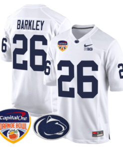 Alternative view of Saquon Barkley Jersey #26 Custom Penn State Orange Bowl Patch Stitched Football