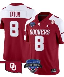 Taylor Tatum Jersey #8 Oklahoma Sooners 2025 Armed Forces Bowl Patch All Stitched Football