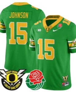 Tez Johnson Jersey #15 Oregon Ducks 2024 Mighty Rose Bowl Patch All Stitched Football 19 T1PH97V