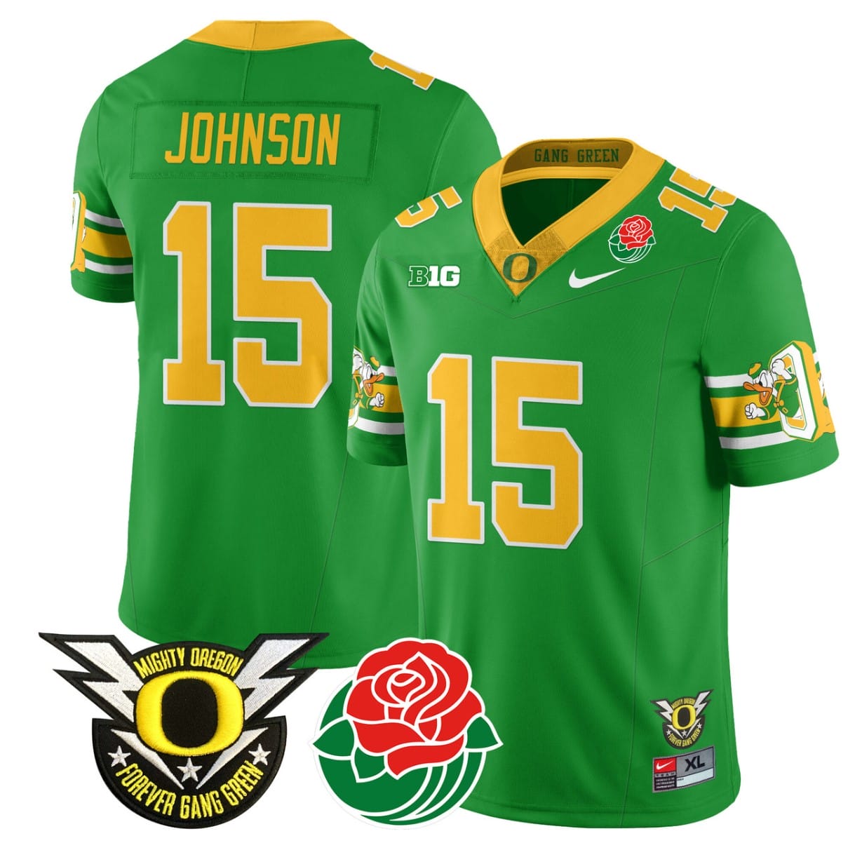 Tez Johnson Jersey #15 Oregon Ducks 2024 Mighty Rose Bowl Patch All Stitched Football 8 Tez Johnson Jersey #15 Oregon Ducks 2024 Mighty Rose Bowl Patch All Stitched Football - Image 8