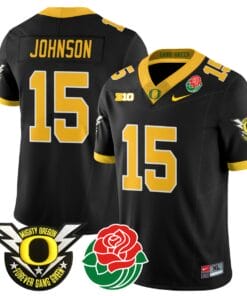 Tez Johnson Jersey #15 Oregon Ducks 2024 Mighty Rose Bowl Patch All Stitched Football