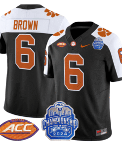 Tyler Brown Jersey #6 Clemson Tigers 2024 ACC Championship Patch Stitched Football