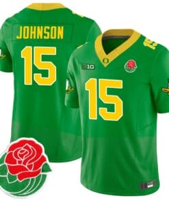 Tez Johnson Jersey #15 Oregon Ducks 2024 Mighty Rose Bowl Patch All Stitched Football 15 T5H895D