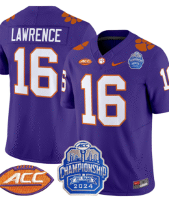 Alternative view of Trevor Lawrence Jersey #16 Clemson Tigers 2024 ACC Championship Patch Stitched Football