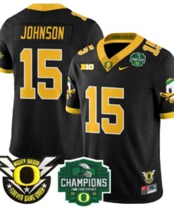 Tez Johnson Jersey #15 Oregon Ducks 2024 Big Ten Champions All Stitched Football