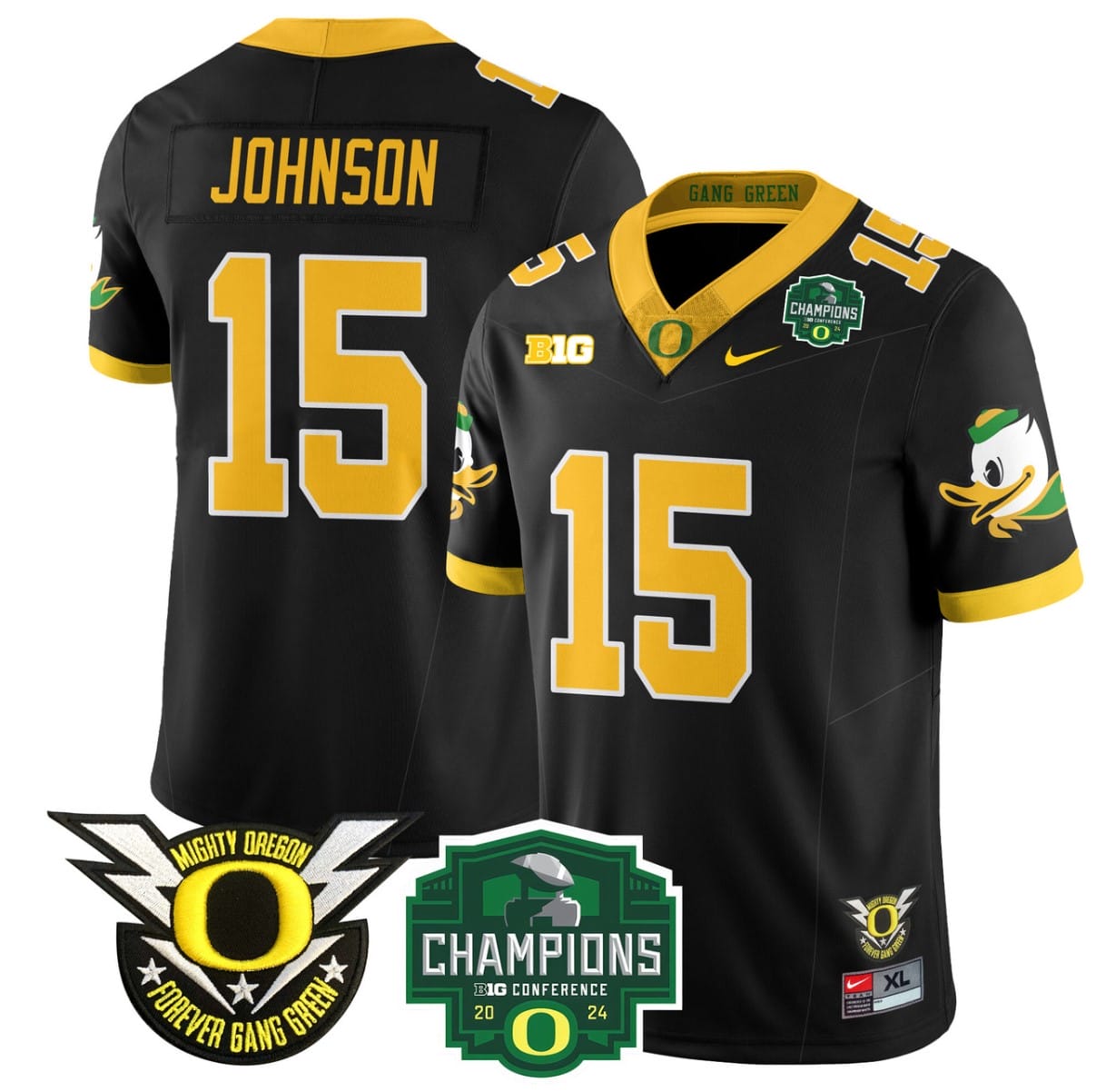 Tez Johnson Jersey #15 Oregon Ducks 2024 Big Ten Champions All Stitched Football 1 Tez Johnson Jersey #15 Oregon Ducks 2024 Big Ten Champions All Stitched Football
