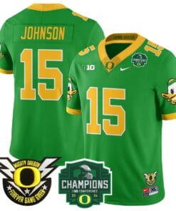 Tez Johnson Jersey #15 Oregon Ducks 2024 Big Ten Champions All Stitched Football 7 TAF0ZPX