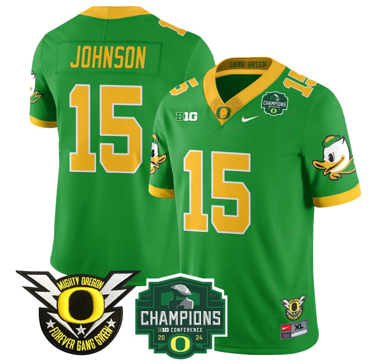 Tez Johnson Jersey #15 Oregon Ducks 2024 Big Ten Champions All Stitched Football 4 Tez Johnson Jersey #15 Oregon Ducks 2024 Big Ten Champions All Stitched Football - Image 4