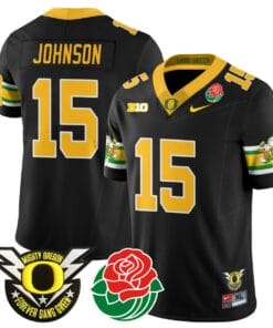Tez Johnson Jersey #15 Oregon Ducks 2024 Mighty Rose Bowl Patch All Stitched Football 20 TBMZS3F