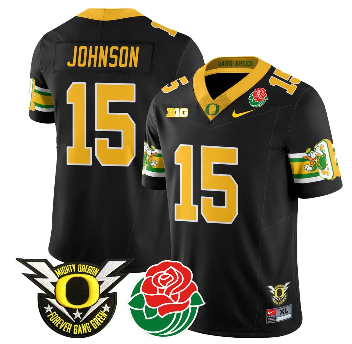 Tez Johnson Jersey #15 Oregon Ducks 2024 Mighty Rose Bowl Patch All Stitched Football 9 Tez Johnson Jersey #15 Oregon Ducks 2024 Mighty Rose Bowl Patch All Stitched Football - Image 9