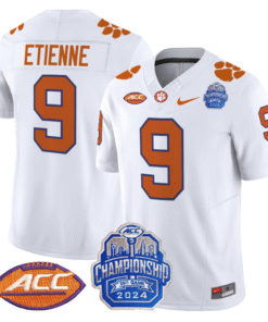 Alternative view of Travis Etienne Jersey #9 Clemson Tigers 2024 ACC Championship Patch Stitched Football