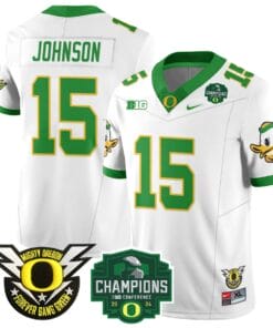 Tez Johnson Jersey #15 Oregon Ducks 2024 Big Ten Champions All Stitched Football 6 TGOE1KB