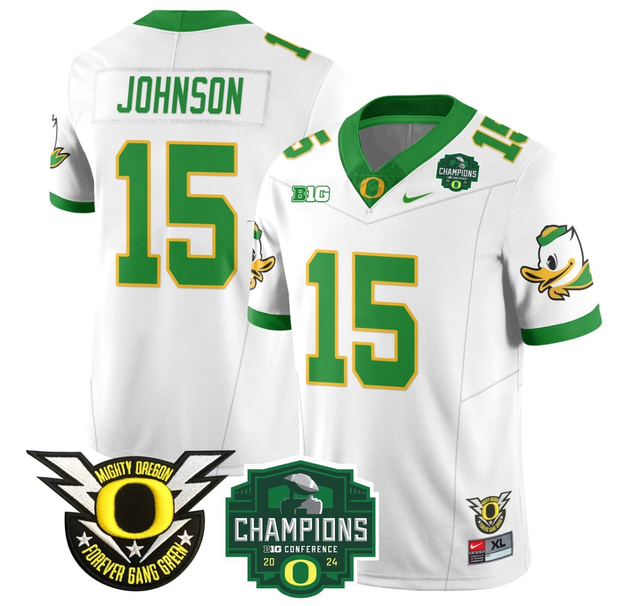 Tez Johnson Jersey #15 Oregon Ducks 2024 Big Ten Champions All Stitched Football 3 Tez Johnson Jersey #15 Oregon Ducks 2024 Big Ten Champions All Stitched Football - Image 3