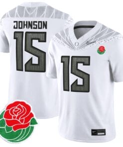 Tez Johnson Jersey #15 Oregon Ducks 2024 Mighty Rose Bowl Patch All Stitched Football 14 TGT117Z