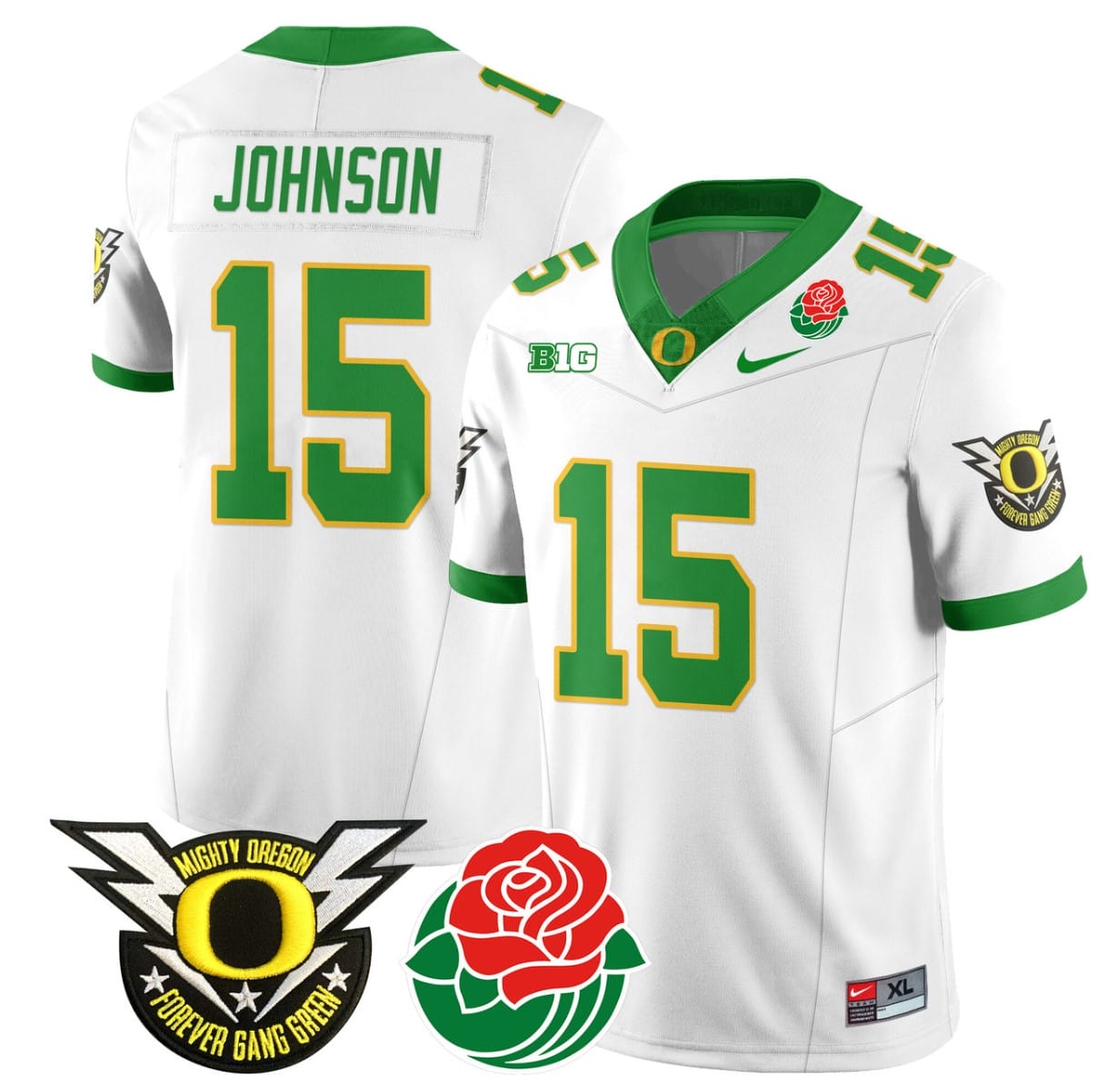 Tez Johnson Jersey #15 Oregon Ducks 2024 Mighty Rose Bowl Patch All Stitched Football 11 Tez Johnson Jersey #15 Oregon Ducks 2024 Mighty Rose Bowl Patch All Stitched Football - Image 11