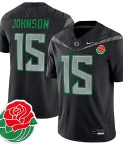 Tez Johnson Jersey #15 Oregon Ducks 2024 Mighty Rose Bowl Patch All Stitched Football 16 TMB1YLT