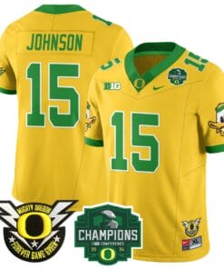 Tez Johnson Jersey #15 Oregon Ducks 2024 Big Ten Champions All Stitched Football 5 TQAW7N0