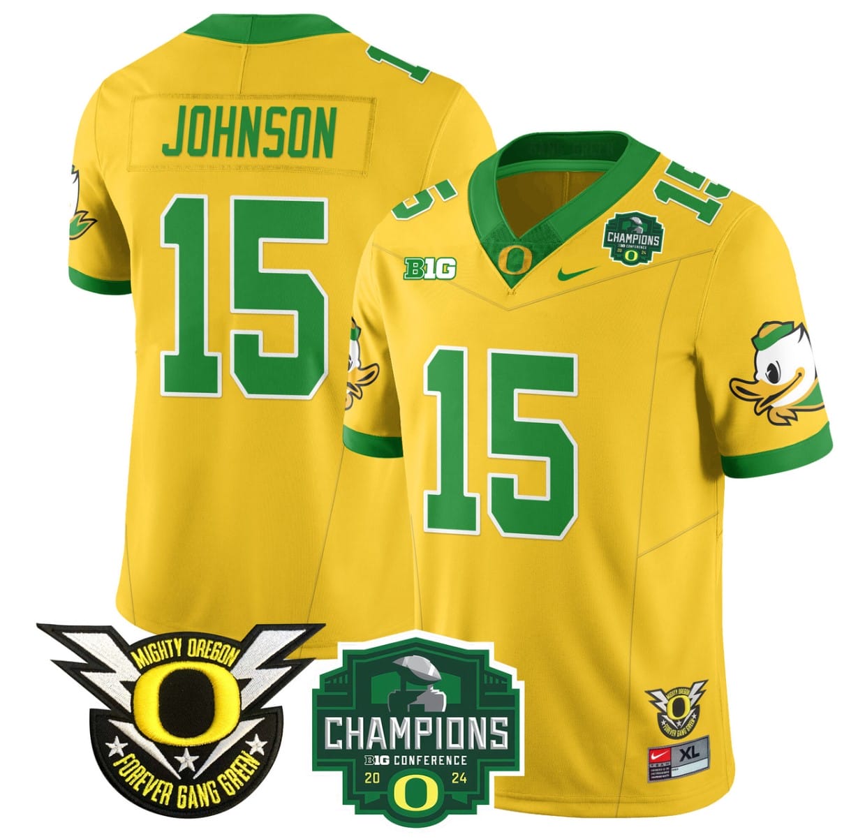Tez Johnson Jersey #15 Oregon Ducks 2024 Big Ten Champions All Stitched Football 2 Tez Johnson Jersey #15 Oregon Ducks 2024 Big Ten Champions All Stitched Football - Image 2