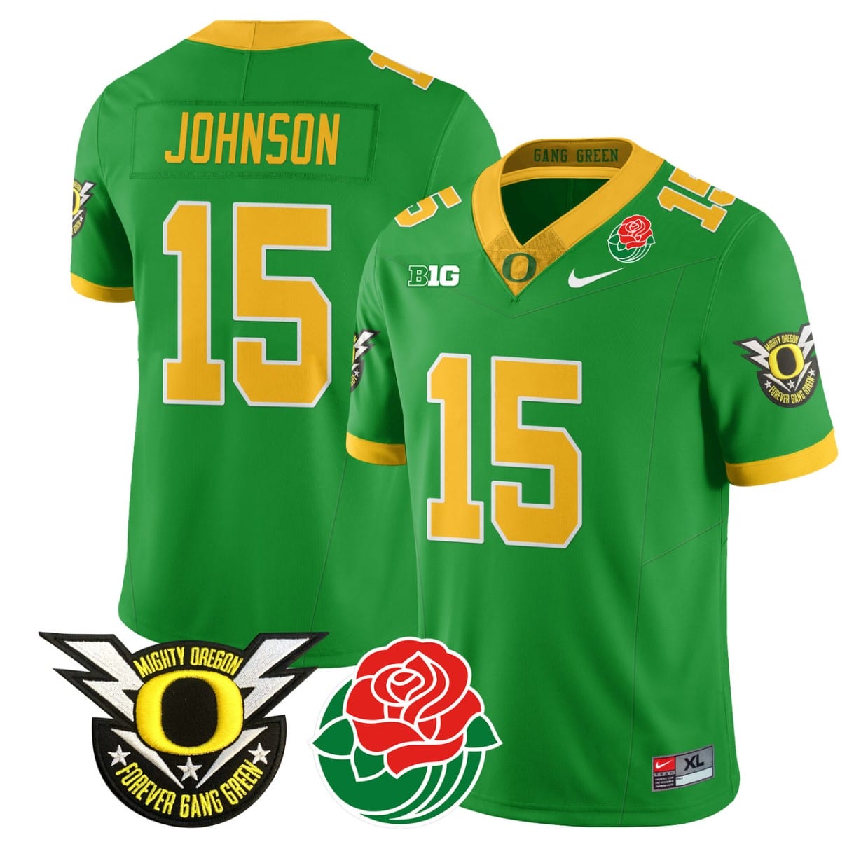 Tez Johnson Jersey #15 Oregon Ducks 2024 Mighty Rose Bowl Patch All Stitched Football 12 Tez Johnson Jersey #15 Oregon Ducks 2024 Mighty Rose Bowl Patch All Stitched Football - Image 12