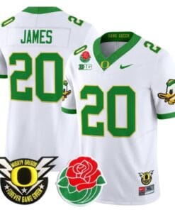 Alternative view of Jordan James Jersey #20 Oregon Ducks 2025 Rose Bowl Game Patch All Stitched Football