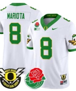 Alternative view of Marcus Mariota Jersey #8 Oregon Ducks 2025 Rose Bowl Game Patch Vapor All Stitched Football
