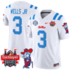 Antwane Wells Jr Jersey #3 Ole Miss Rebels 2025 Gator Bowl Patch Stitched Football