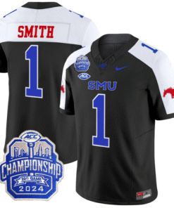 Brashard Smith Jersey #1 SMU Mustangs 2024 ACC Championship Patch Stitched Football
