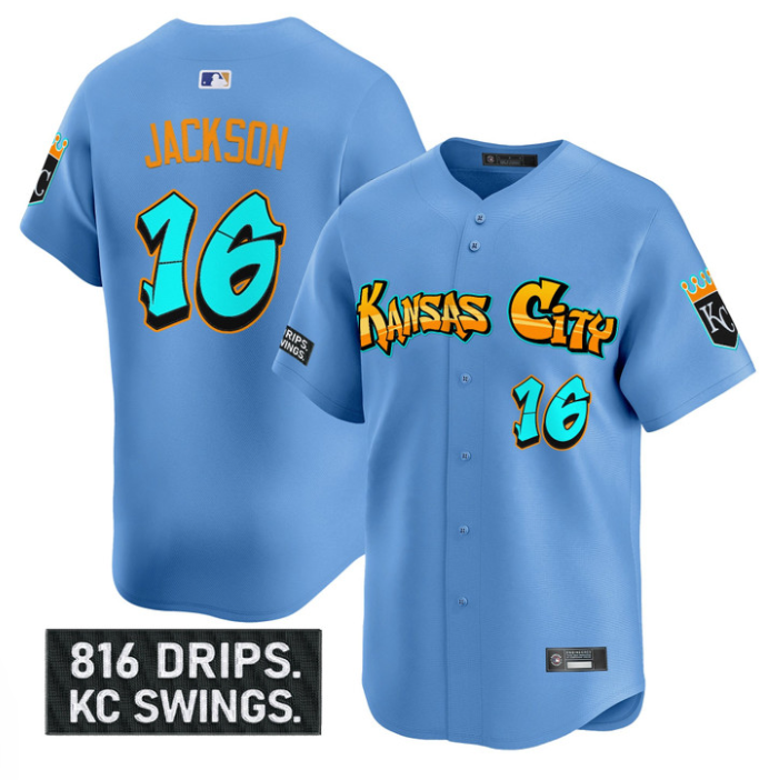 Bo Jackson Jersey #16 Kansas City Royals Graffiti Crown Drop Stitched Baseball 5 Bo Jackson Jersey #16 Kansas City Royals Graffiti Crown Drop Stitched Baseball - Image 5