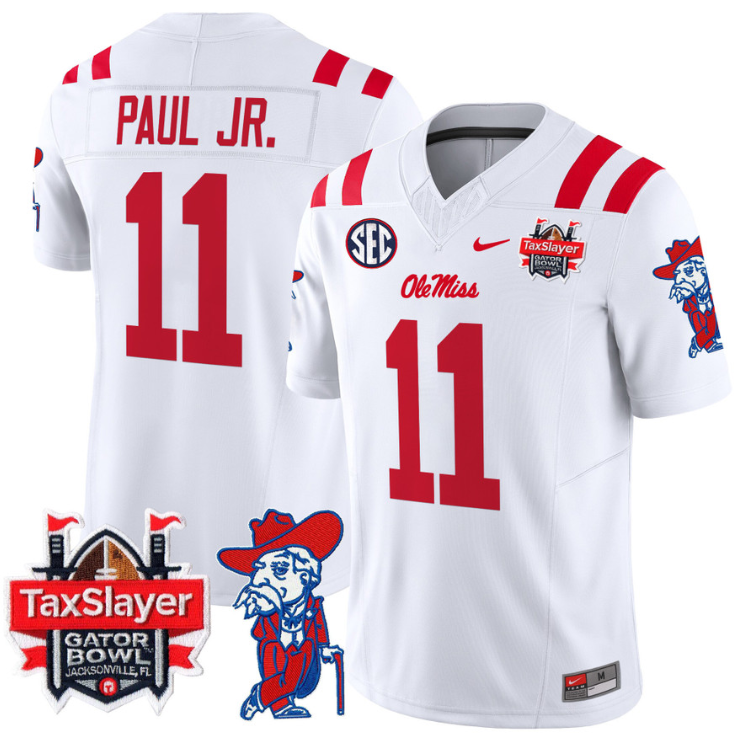 Chris Paul Jr Jersey #11 Ole Miss Rebels 2025 Gator Bowl Patch 2024 Stitched Football 2 Chris Paul Jr Jersey #11 Ole Miss Rebels 2025 Gator Bowl Patch 2024 Stitched Football - Image 2