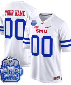 Alternative view of Custom SMU Mustangs Jersey 2024 ACC Championship Patch Stitched Football