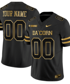 Custom Alcorn State Braves Jersey Name, Number Football Stitched Black Gold
