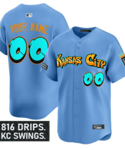 Custom Kansas City Royals Jersey Graffiti Crown Drop Limited Stitched Blue