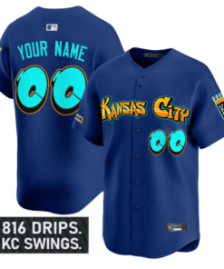 Custom Kansas City Royals Jersey Graffiti Crown Drop Limited Stitched Royal