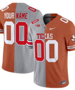Custom Ohio State Buckeyes and Texas Longhorns Jersey Name, Number Stitched