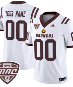 Custom Western Michigan Broncos Jersey Name, Number Football Stitched White