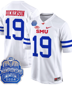 Alternative view of Eric Dickerson Jersey #19 SMU Mustangs 2024 ACC Championship Patch Stitched Football