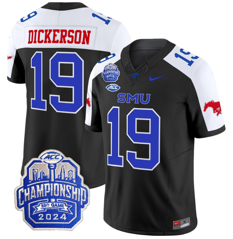 Eric Dickerson Jersey #19 SMU Mustangs 2024 ACC Championship Patch Stitched Football 1 Eric Dickerson Jersey #19 SMU Mustangs 2024 ACC Championship Patch Stitched Football