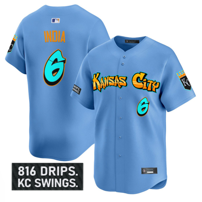 Jonathan India Jersey #6 Kansas City Royals Graffiti Crown Drop Stitched Baseball 5 Jonathan India Jersey #6 Kansas City Royals Graffiti Crown Drop Stitched Baseball - Image 5