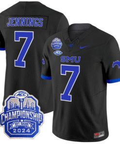 Kevin Jennings Jersey #7 SMU Mustangs 2024 ACC Championship Patch Stitched Football 13 KENQHIC